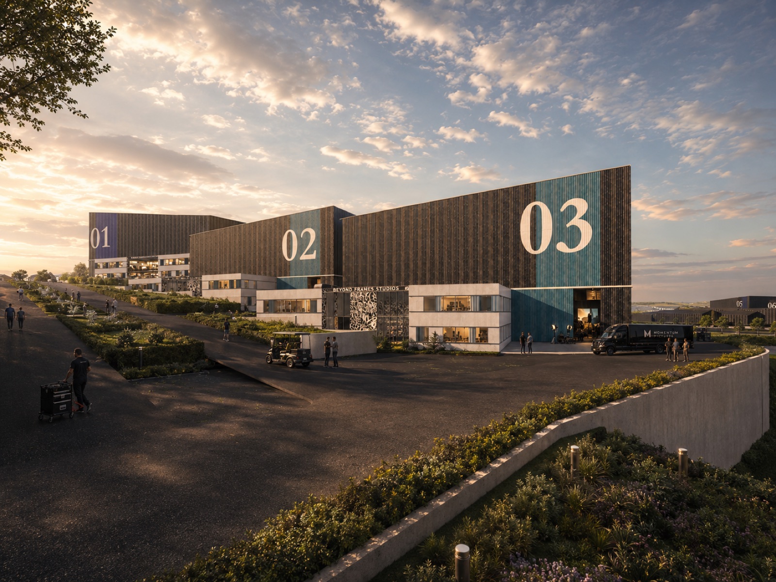 Sound stages 01 to 03 at the Azania MediaWorks precinct, Dube TradePort